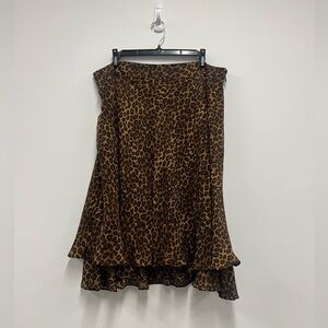 George Me Women’s Brown and Black Cheetah Print Skirt - 100% Polyester. Size: 14